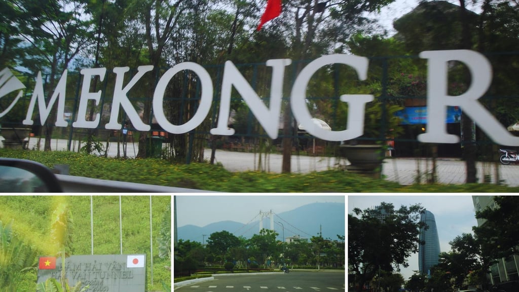 varias fotos da autora na estrada entre chan may e danang