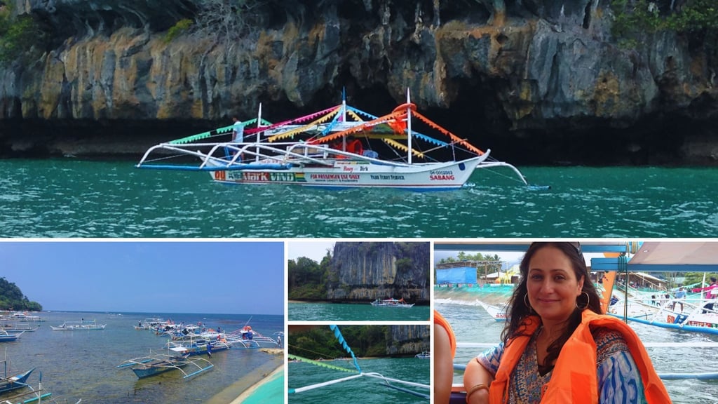 Barco da autora durante a travessia de Sabang até a entrada do rio subterrâneo.