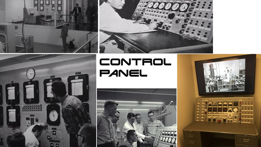 A collage of a nuclear reactor's control panel photos