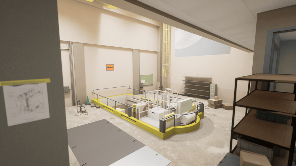 Nuclear reactor floor showing the reactor pool