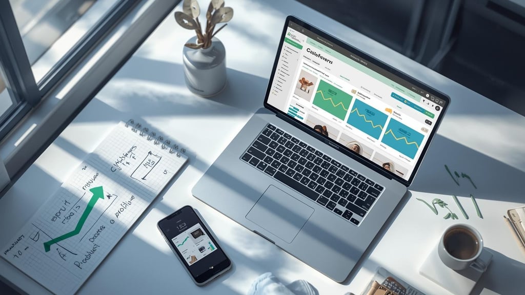 Laptop showing automated product page creation in under five minutes