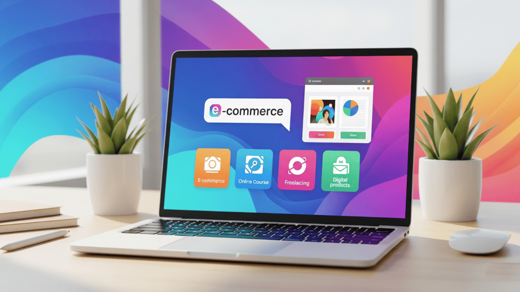 Online business ideas on a laptop