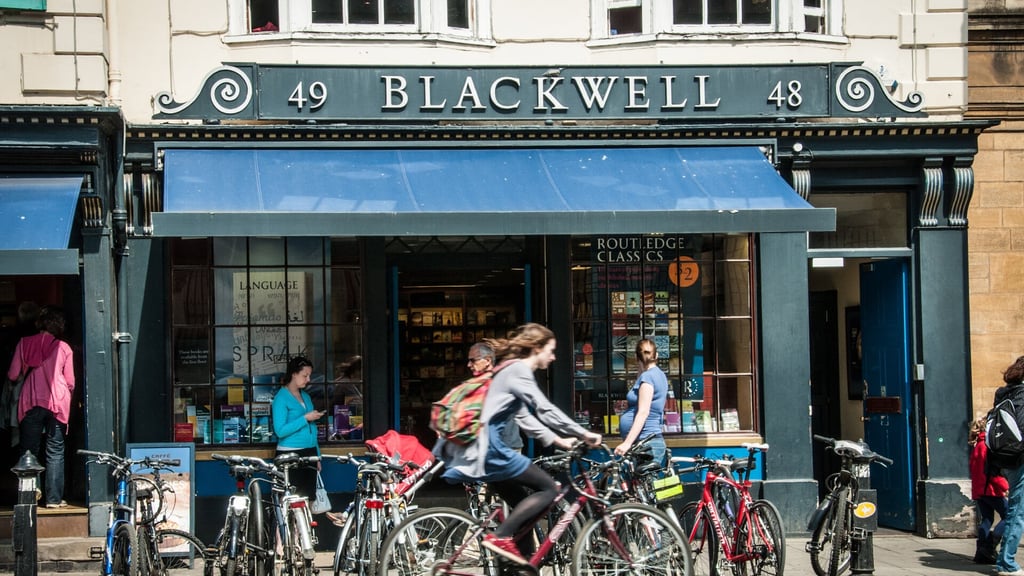 bookshop with bicycles in front