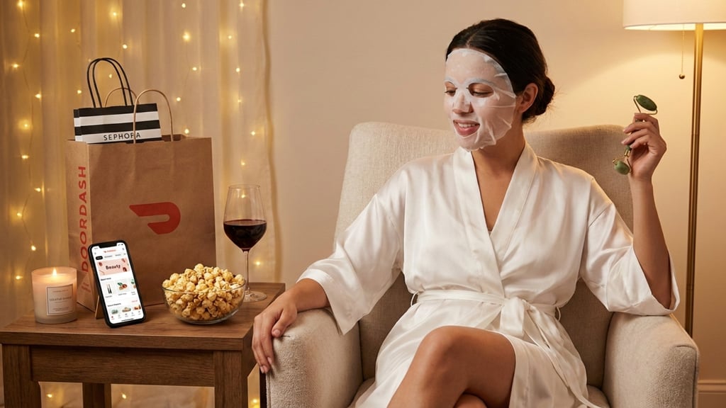 a woman with a skincare mask on her face