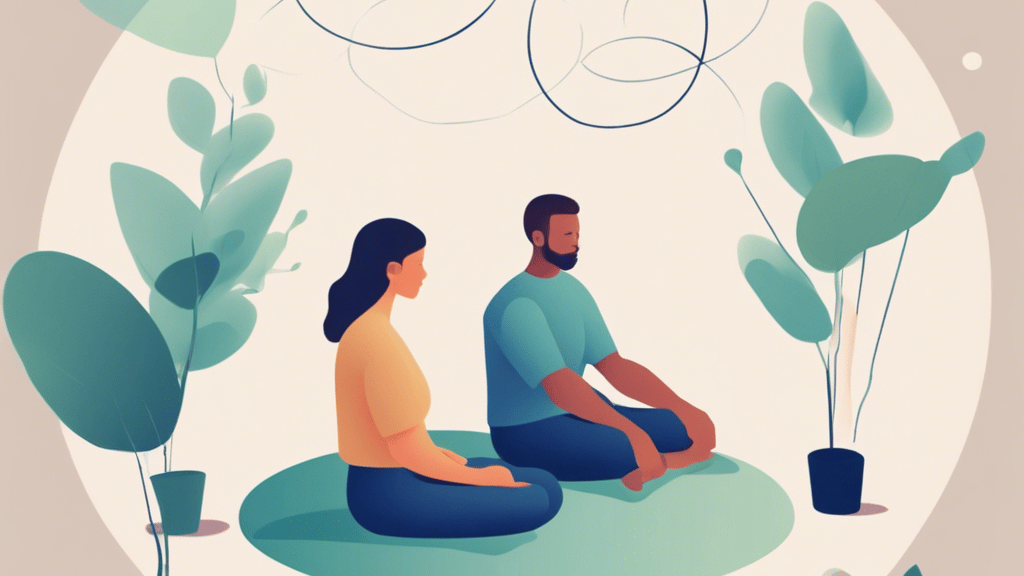 animation of woman and man sitting doing superconscious breathwork.