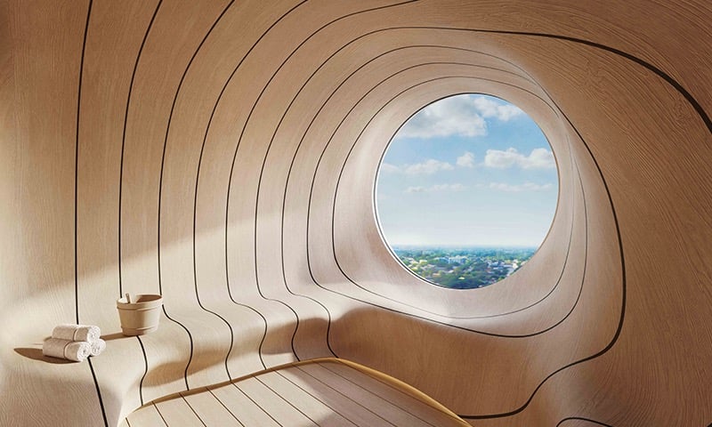 a wooden bench with a window