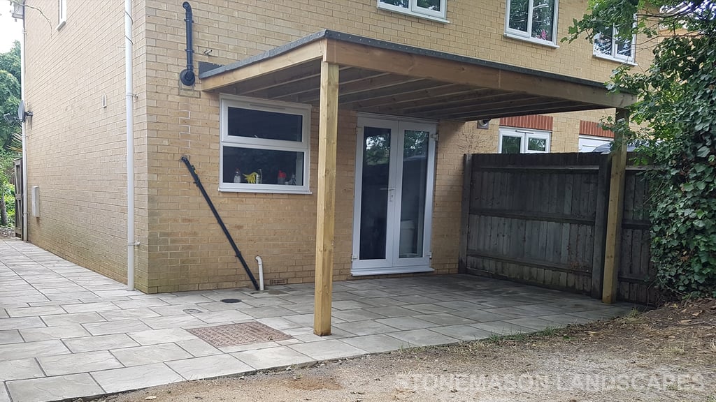 Budget Patio Paving Slabs & Pergola, Shelter Canopy.