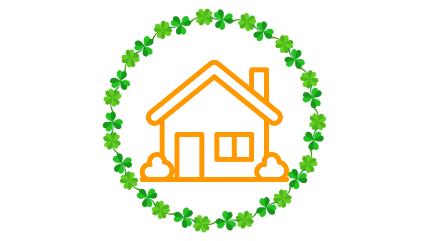 House icon inside of clover border