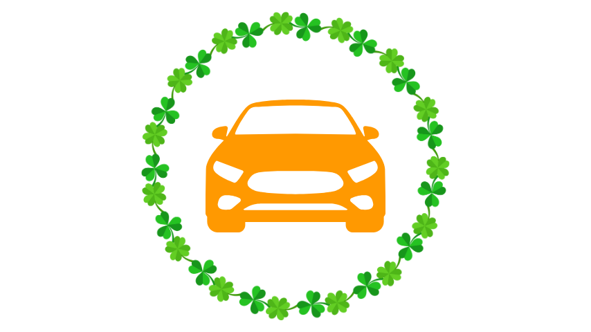 Car icon inside of clover border