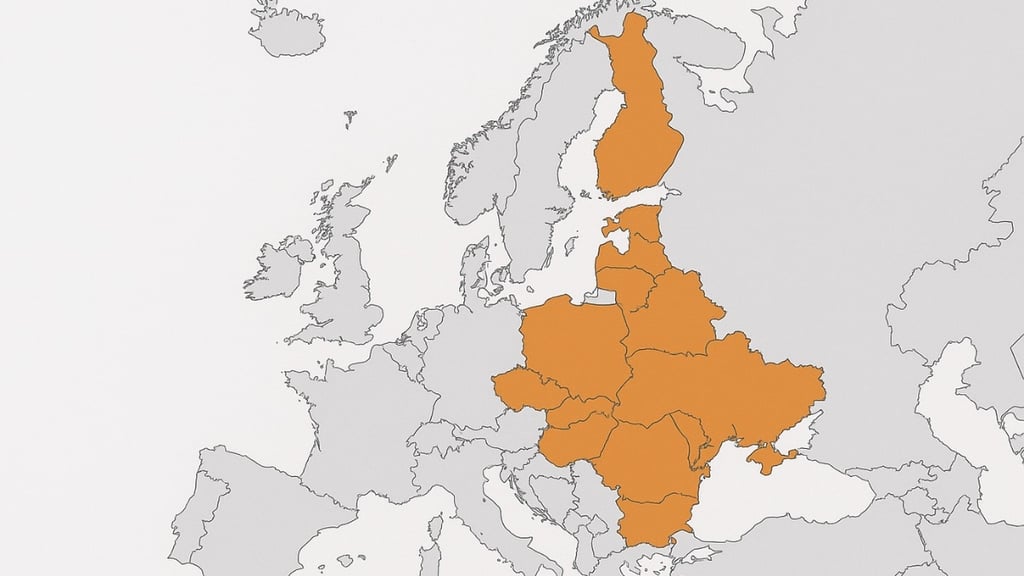 Mapa da Europa destacando países da fronteira leste da UE