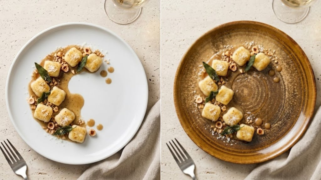 Plated dish on an Annamis reactive-glaze plate