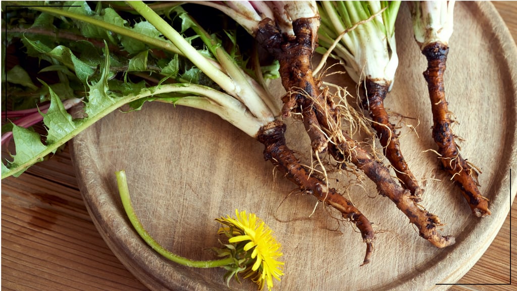 dandelion roots on a cutting board