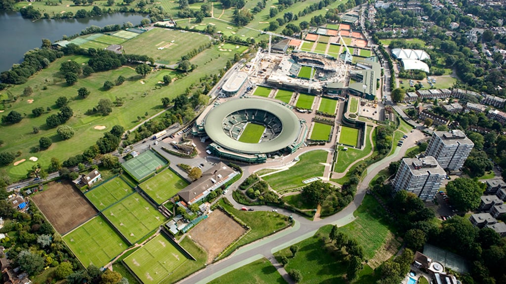 Aerial view of Wimbledon courts 