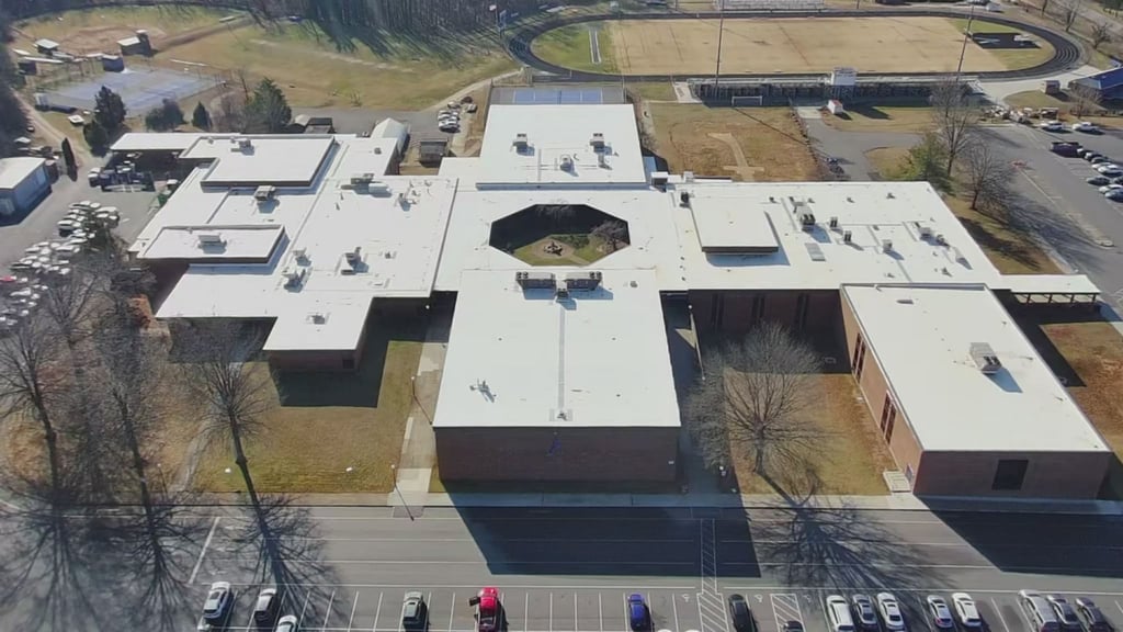 Flat roof replacement on commercial building in Appomattox Virginia