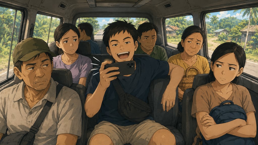 watching videos on public transportation