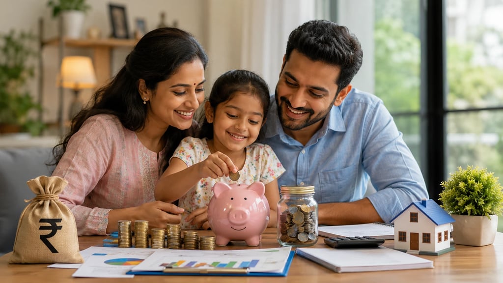 Indian family planning savings and finances together at home
