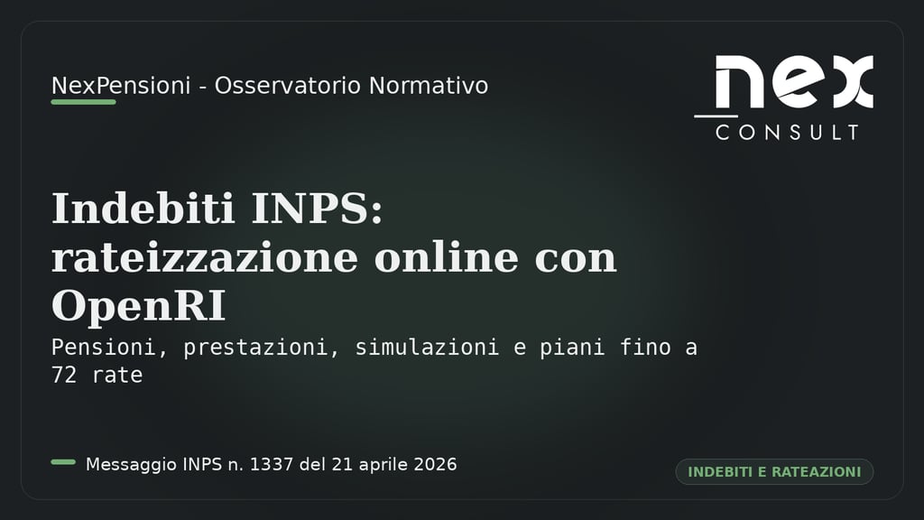 Messaggio INPS n. 1337/2026 sul servizio OpenRI per la rateizzazione online degli indebiti INPS