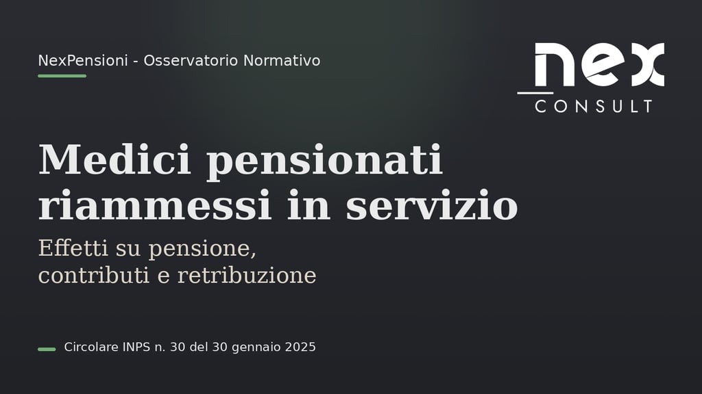 NexPensioni Circolare INPS n. 30 del 30 gennaio 2025 sulla riammissione in servizio dei medici pensionati