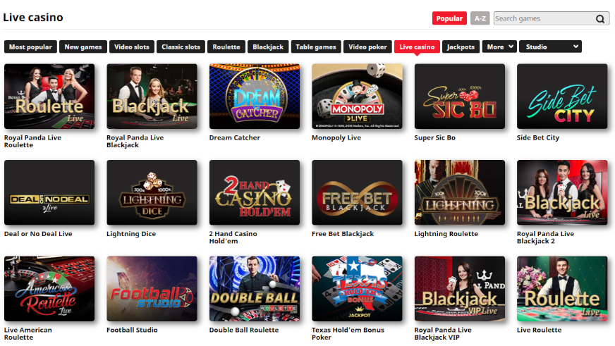 Các cổng game live casino house