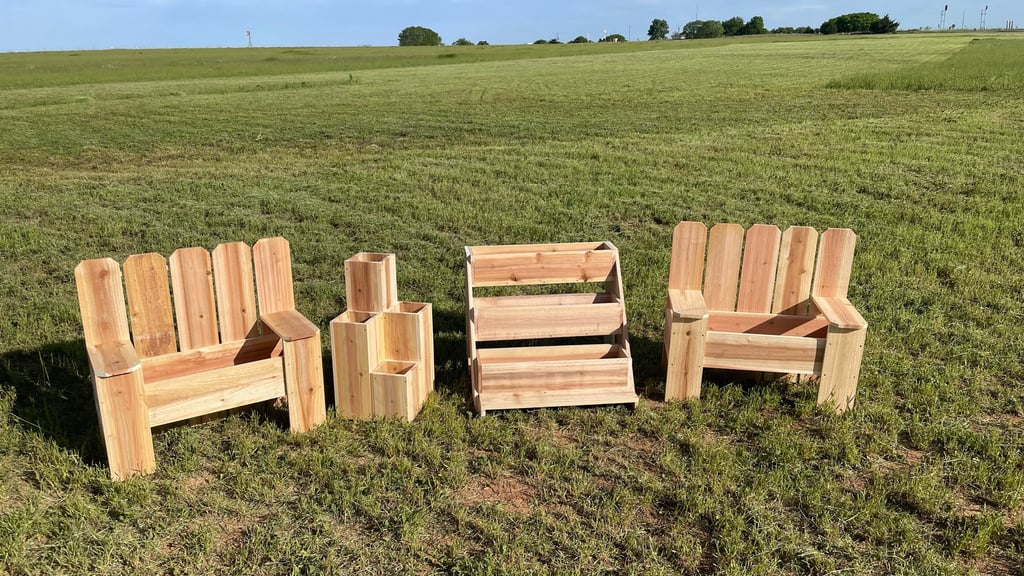 Bench Cedar Planter, Basalt Cedar Planter, Triple Tier Cedar Planter, Bench Cedar Planter