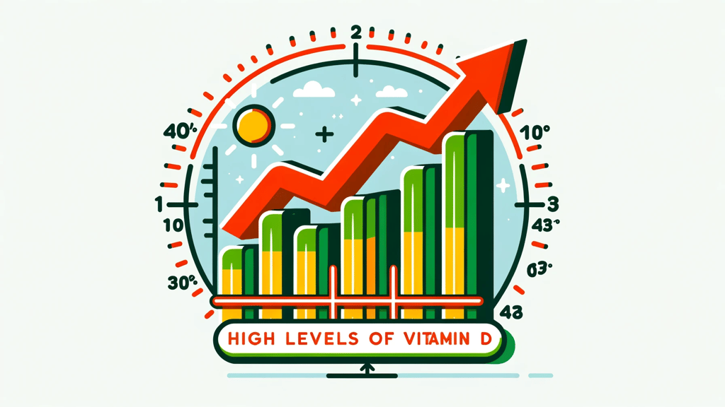 a clock with a bar chart showing high levels of vitamins