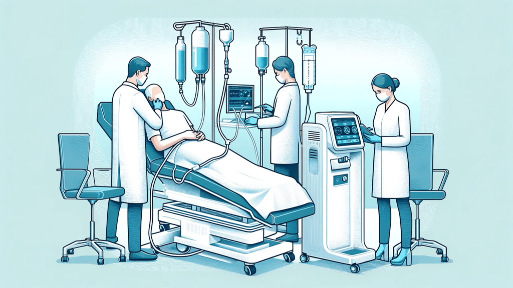 a hospital room with a nurse and a nurse