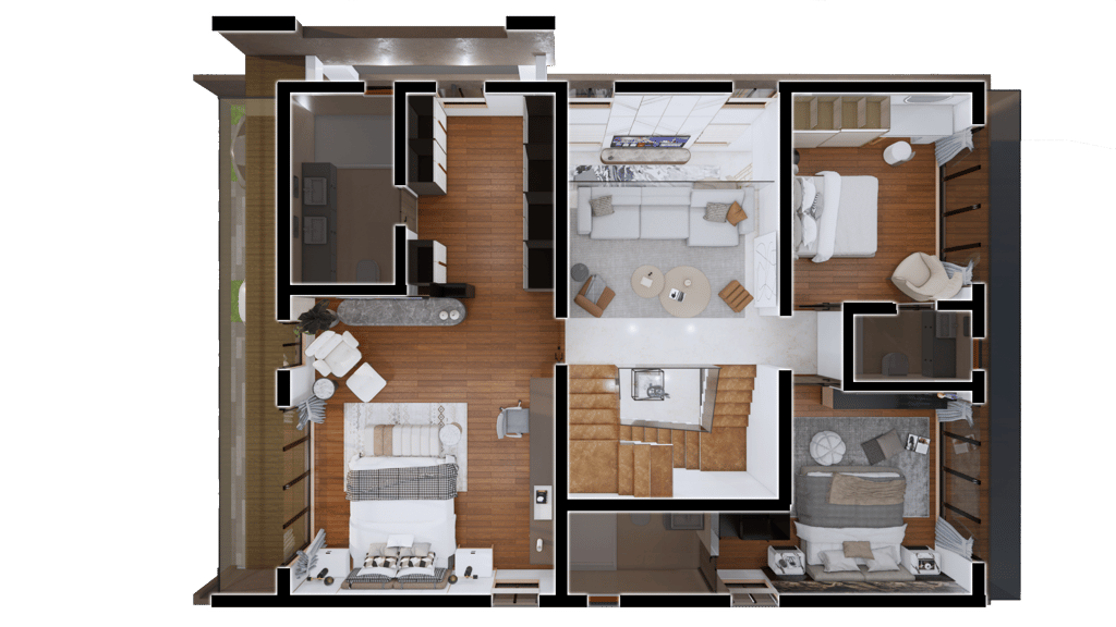 West facing Fortune Hestia villa rooftop plan showcasing open terrace