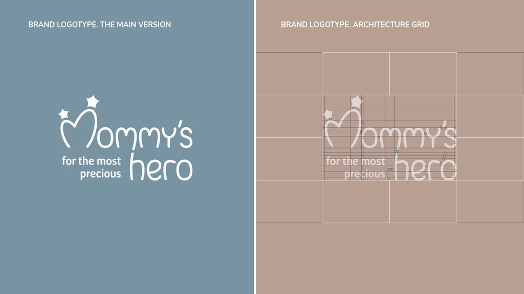 Cute and gentle Logo and Brand Identity for baby store Mommy's Hero, logo grid