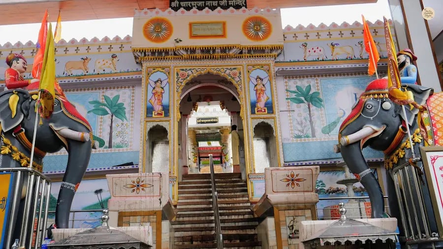Charbhuja Ji Temple near Kumbhalgarh, a revered Vishnu temple and popular pilgrimage destination.