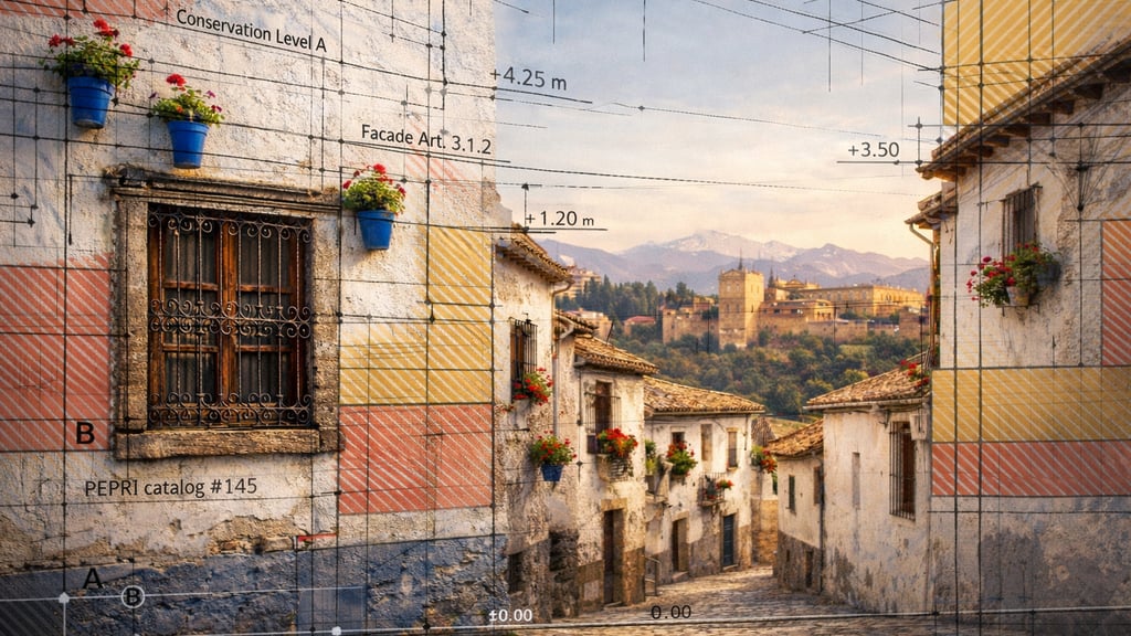 Edificios albaicín con medidas para patrimonio cultural