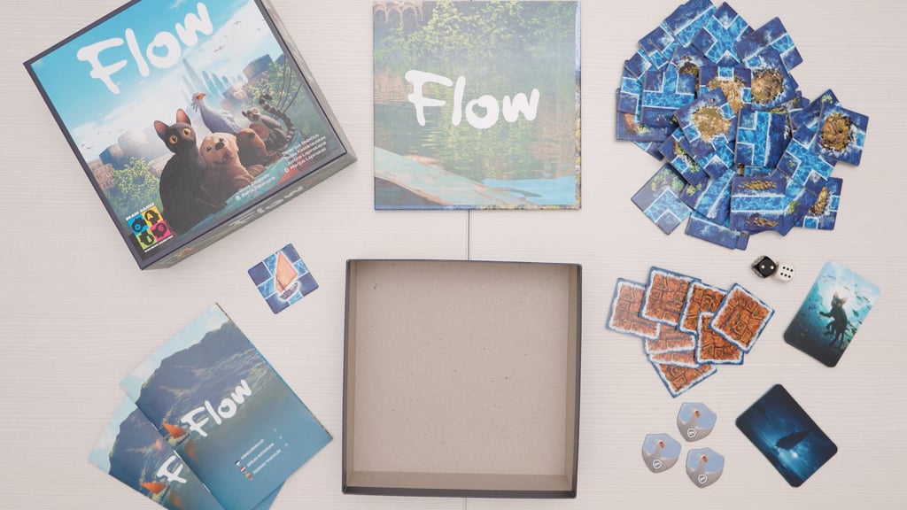 Žaidimo sudėtis: taisyklių knygelės, dėžutė, lenta, kortelės, kortos, žetonai ir kauliukai