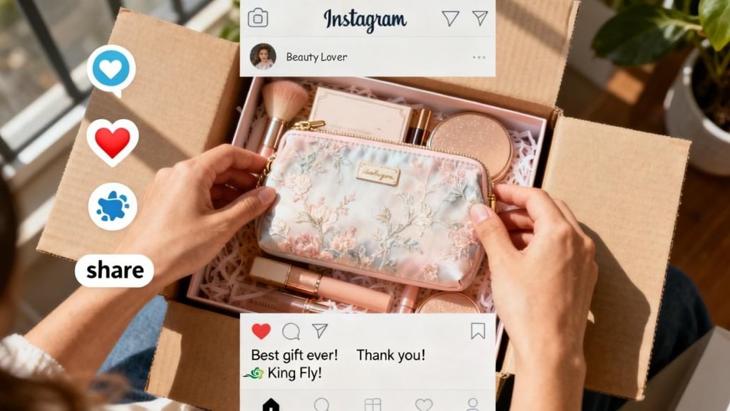 A simulated Instagram post where a user is sharing the beautiful GWP gift she received.