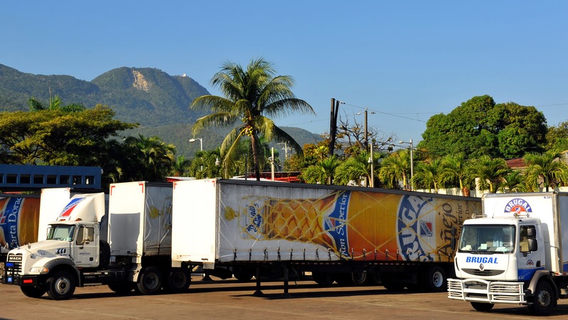 Brugal rum distribution trucks in Puerto Plata, Dominican Republic
