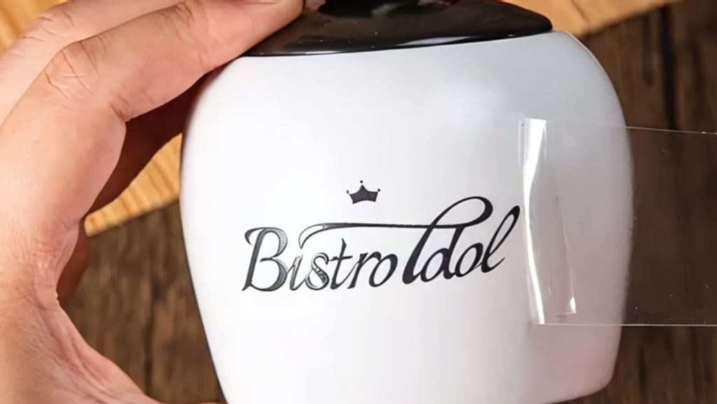 UV DTF stickers applied to a mug