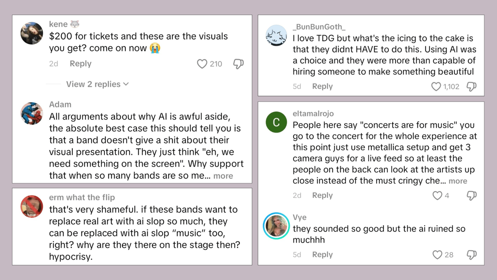 collage of six comments from the TikTok's comment section.