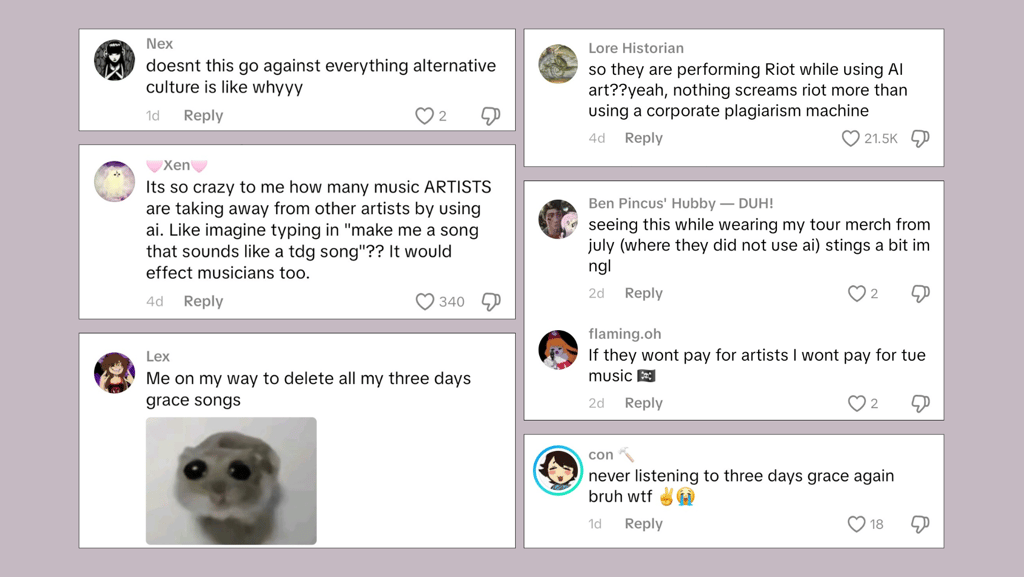 A collage of seven comments from the TikTok's comment section.