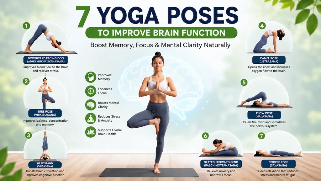 Person practicing the seven best yoga poses to improve brain function
