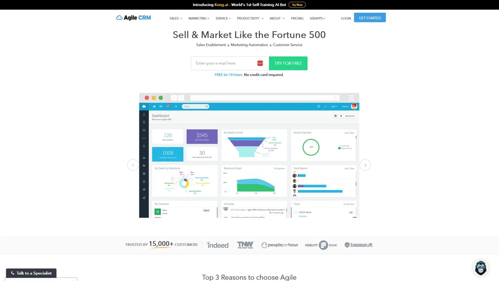 AgileCRM Homepage