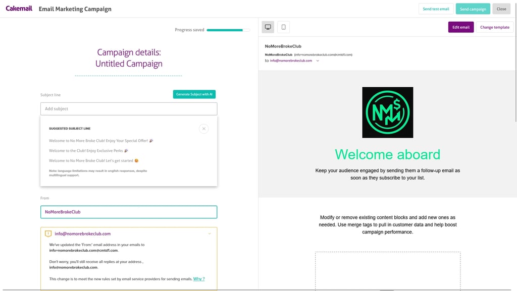 AI generation CakeMail