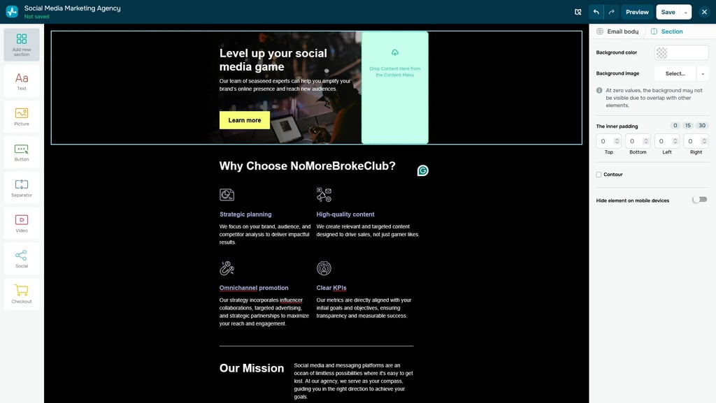 SendPulse Drag and Drop Email Editor