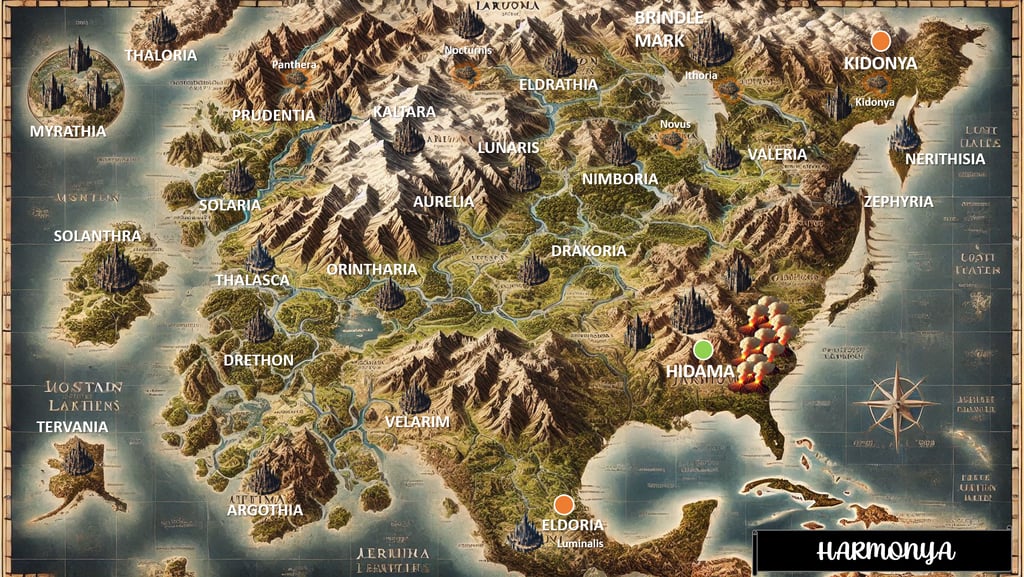 Fantasy world art from The Harmonya Chronicles universe