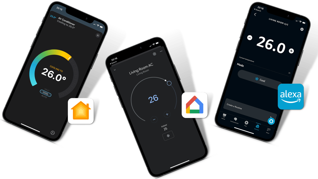 คุมแอร์ผ่าน Apple Home, Google Home, Alexa