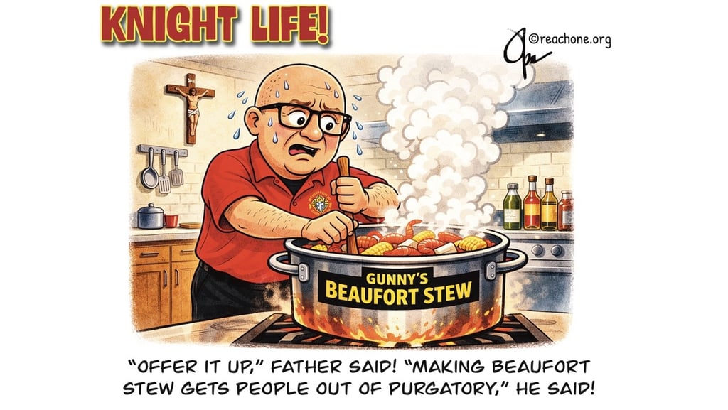 Cartoon of Gunny stirring Beaufort Stew