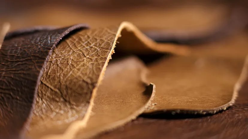 a close up of a leather bag with a leather strap