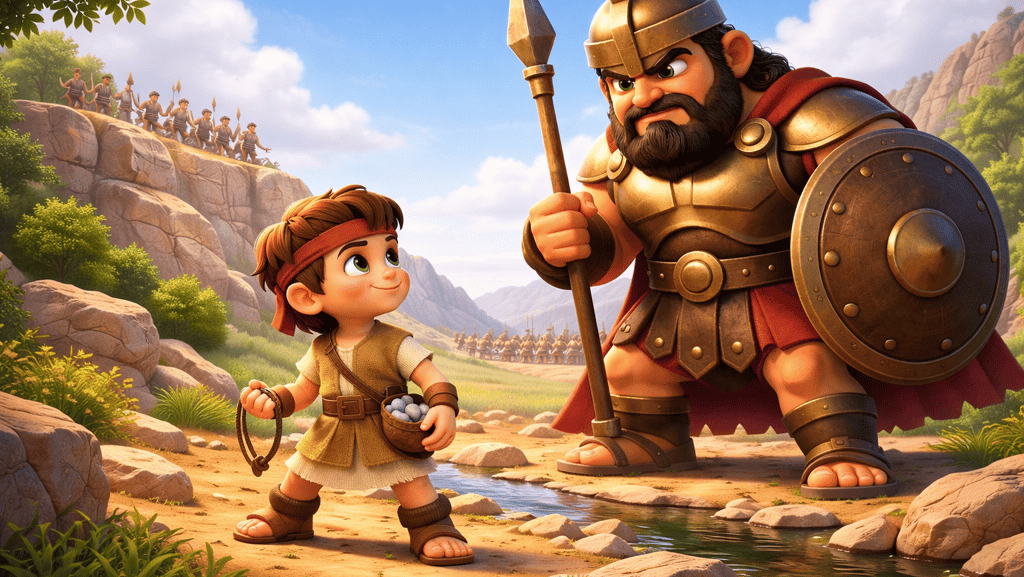 historinha biblica infantil de davi e golias