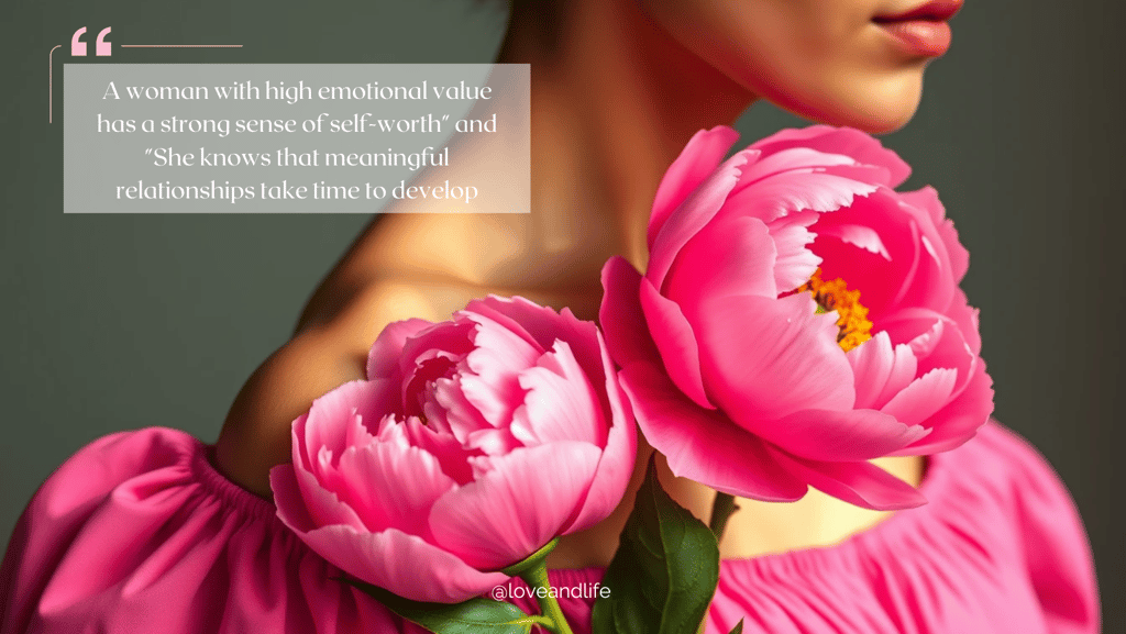 A woman with high emotional value has a strong sense of self-worth" and "She knows that meaningful r