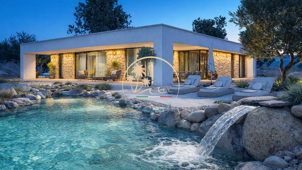 piscina naturale con rocce e spiaggia