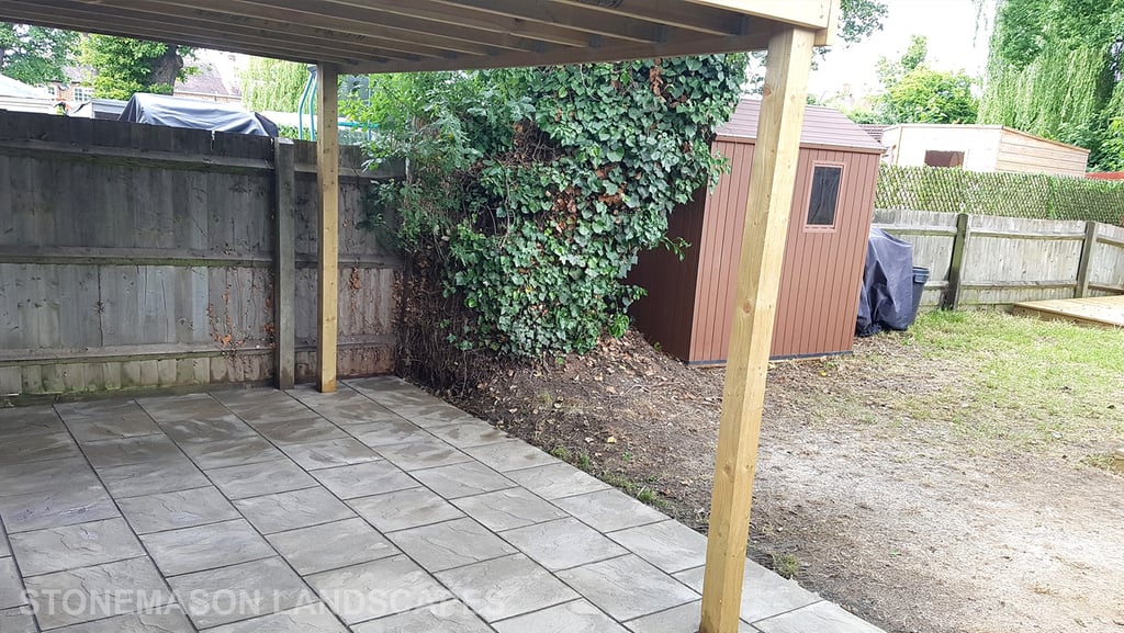 Budget Patio Paving Slabs With Pergola, Shelter Canopy
