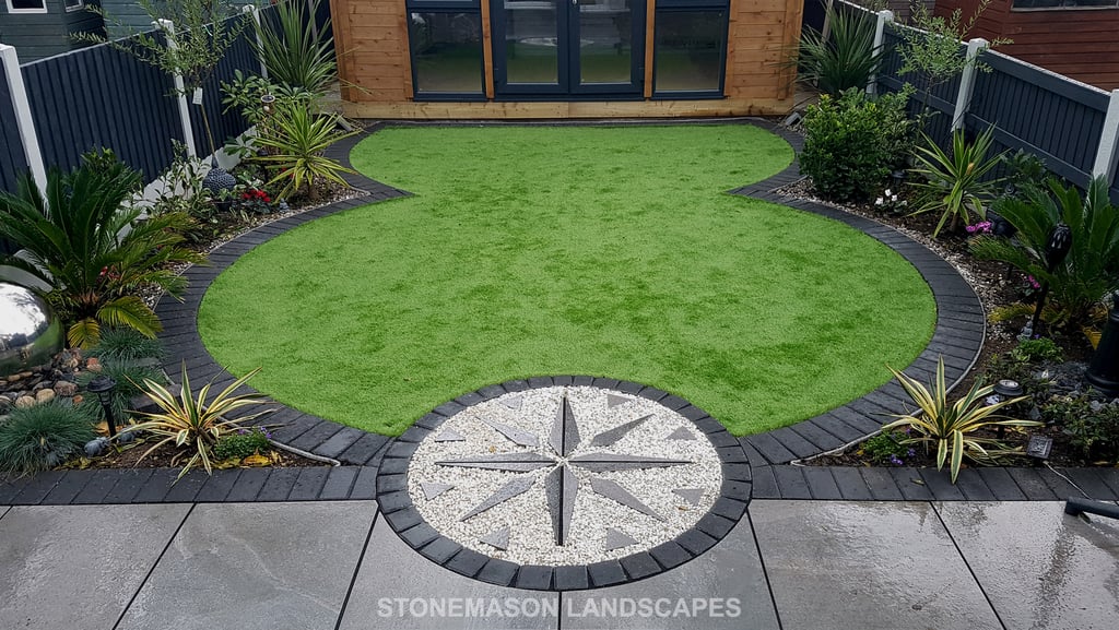 Exotic Modern Dynamic Designer Circle Lawn Tropical Small Garden