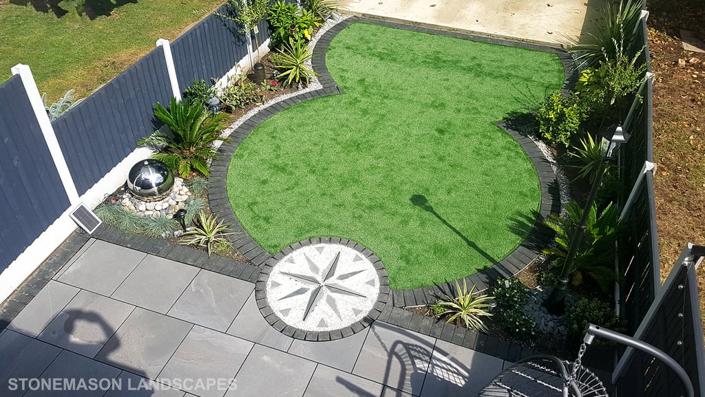 Exotic Modern Dynamic Designer Circle Lawn Tropical Small Garden